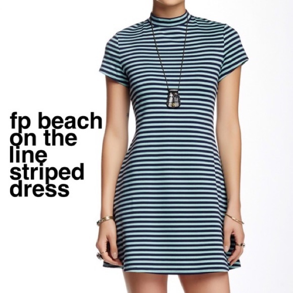 Free People Dresses & Skirts - FP Beach On The Line Striped Mock Neck Dress Short